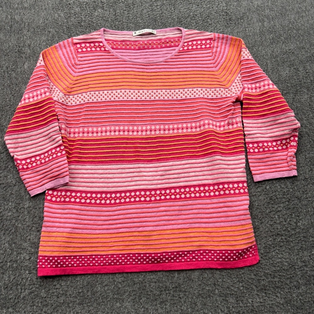 Mansted Danish Knit Ribbed Long Sleeve Shirt Sweater L Scandi Dopamine Quirky